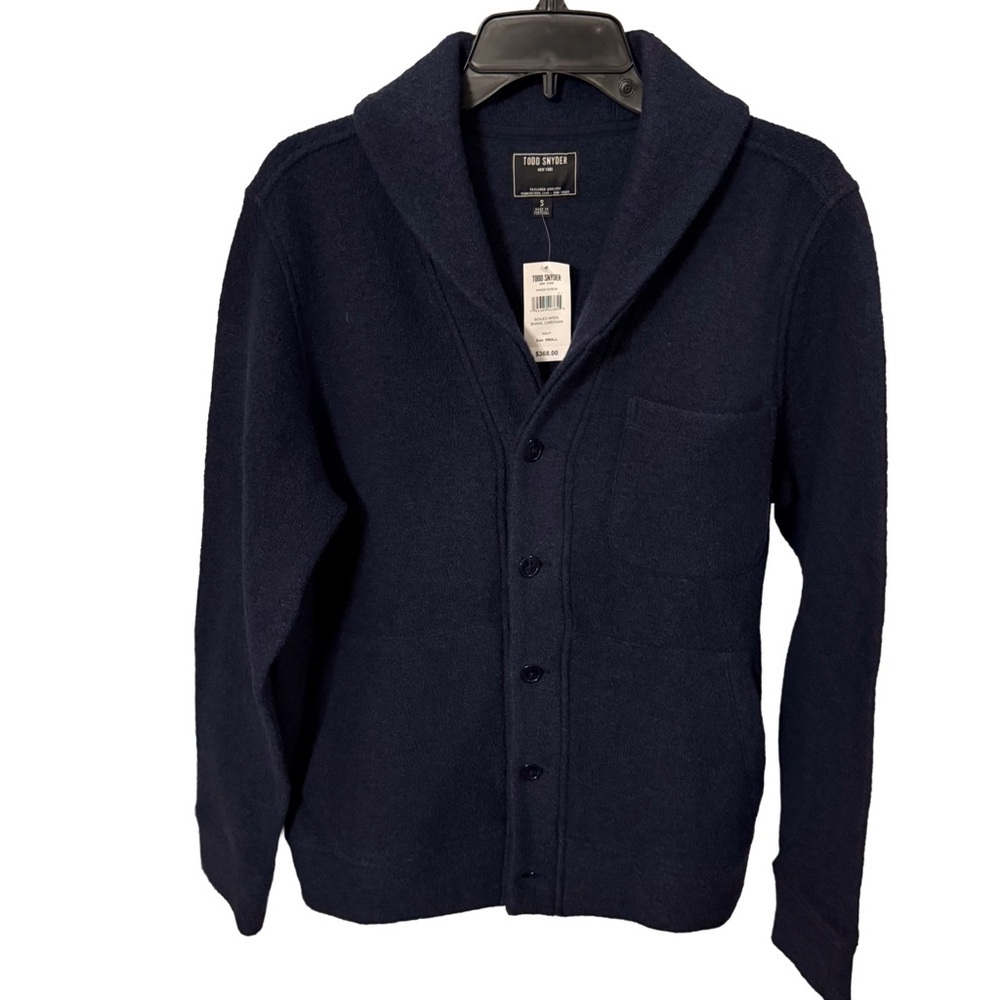 Todd Snyder men’s Navy blue 100% virgin Wool Cardigan Sweater NWT Sz S